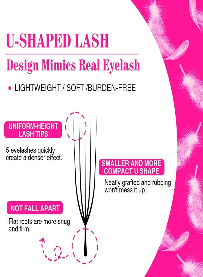 TDANCE U Lash Extensions 2D 3D 4D 5D UU Lash Fans Eyelash Extension U Shaped Natural Volume Lashes Extension Soft Matte Black Lashes(UU-5D-0.07-D,8-15mm) - Image 2